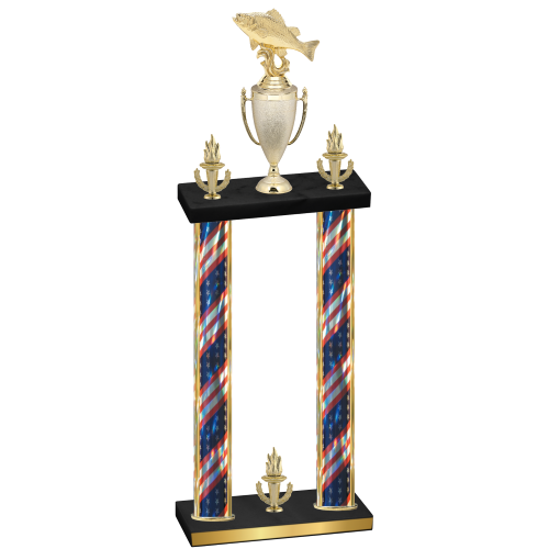 Double Flag USA Victory Fishing Trophy