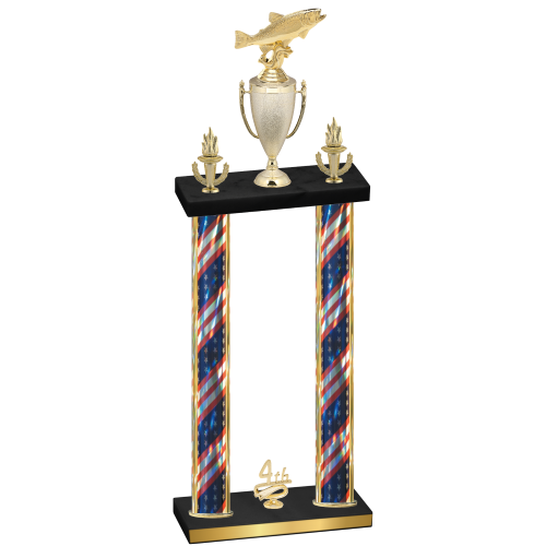 Double Flag USA Fourth Place Fishing Trophy