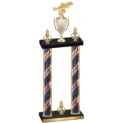 Double Flag USA Victory Fishing Trophy