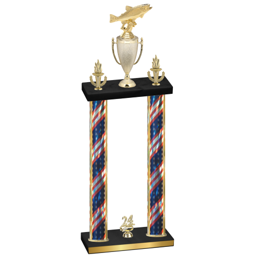 Double Flag USA Year Fishing Trophy