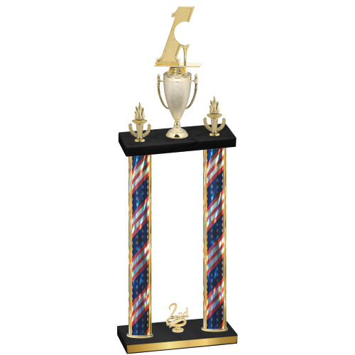 Double Flag USA Second Place Golf Trophy