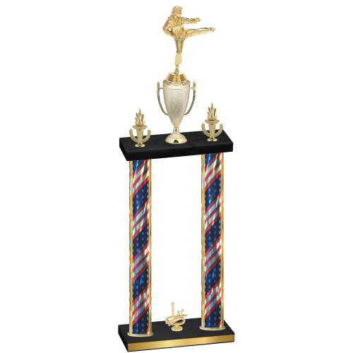 Double Flag USA First Place Karate Trophy