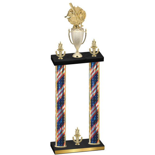Double Flag USA Victory Baseball Trophy