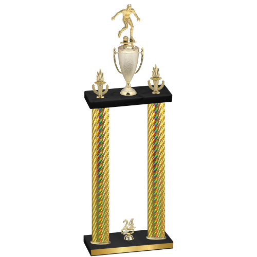 Double Gold Carbon Fiber Year Soccer Trophy