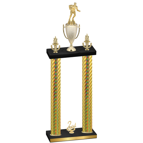Double Gold Carbon Fiber Second Place Rugby Trophy