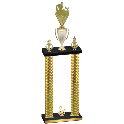Double Gold Carbon Fiber Second Place Rugby Trophy