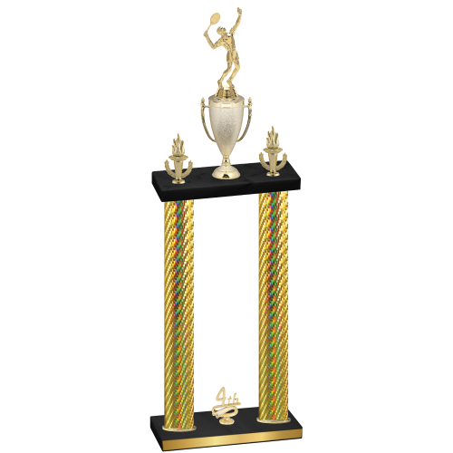 Double Gold Carbon Fiber Fourth Place Tennis Trophy