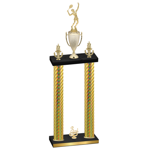 Double Gold Carbon Fiber Third Place Tennis Trophy