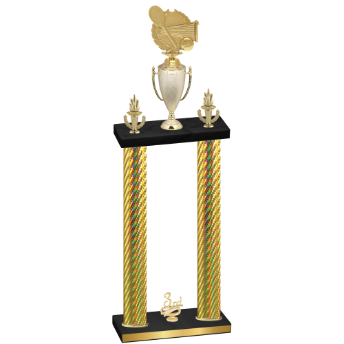 Double Gold Carbon Fiber Third Place Tennis Trophy