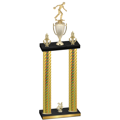 Double Gold Carbon Fiber Year Bowling Trophy