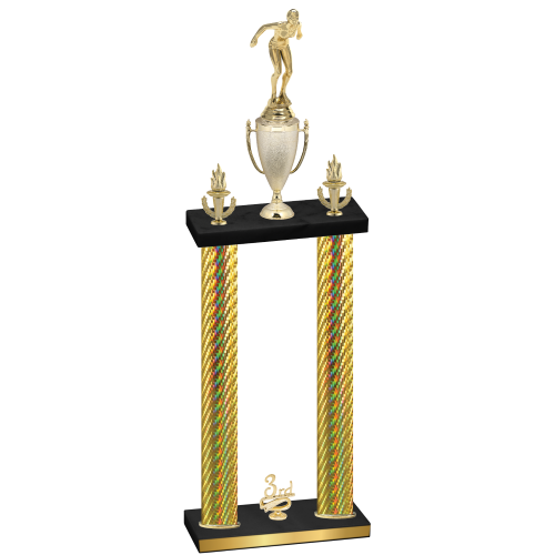 Double Gold Carbon Fiber Third Place Tennis Trophy