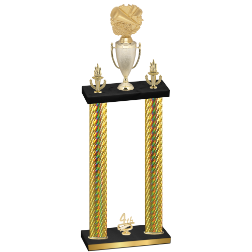 Double Gold Carbon Fiber Fourth Place Cheerleading Trophy