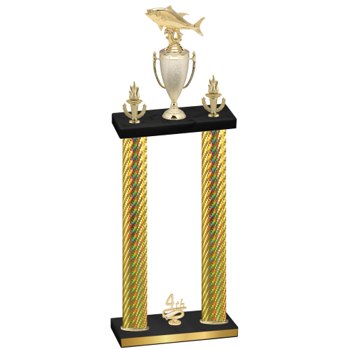 Double Gold Carbon Fiber Fourth Place Fishing Trophy