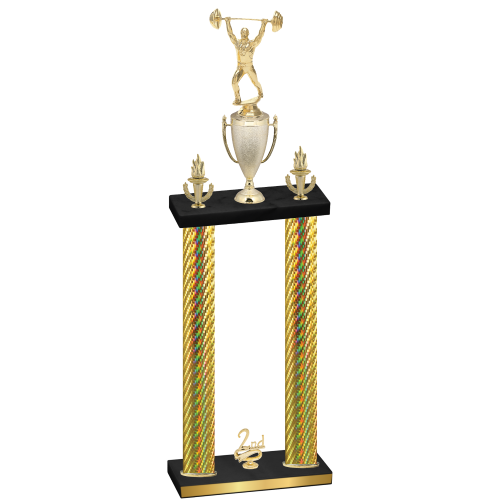 Double Gold Carbon Fiber Second Place Weights Trophy
