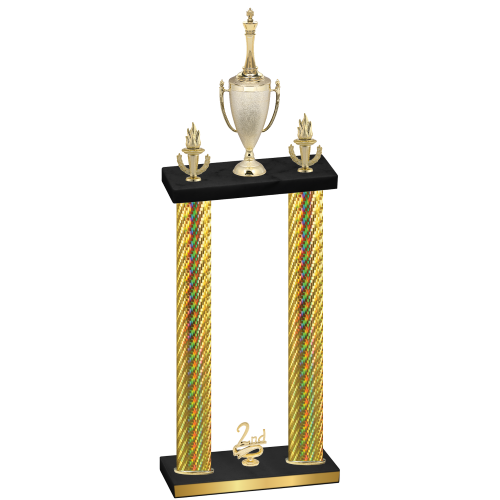 Double Gold Carbon Fiber Second Place Chess Trophy