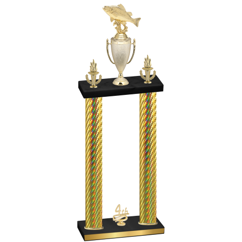 Double Gold Carbon Fiber Fourth Place Fishing Trophy