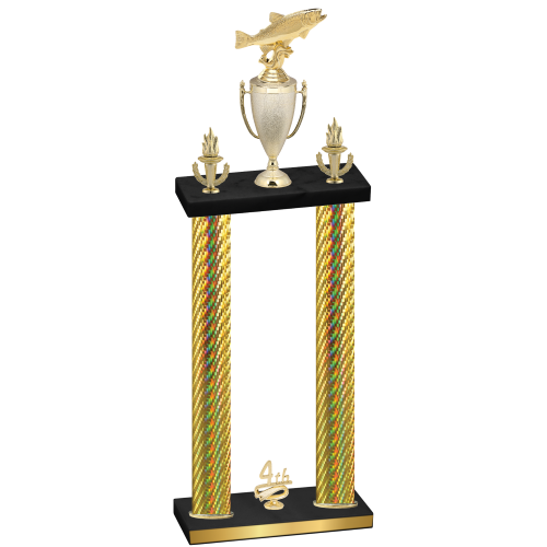 Double Gold Carbon Fiber Fourth Place Fishing Trophy