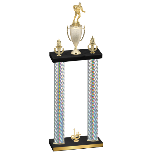 Double Silver Carbon Fiber First Place Rugby Trophy