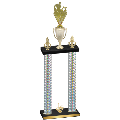Double Silver Carbon Fiber First Place Rugby Trophy