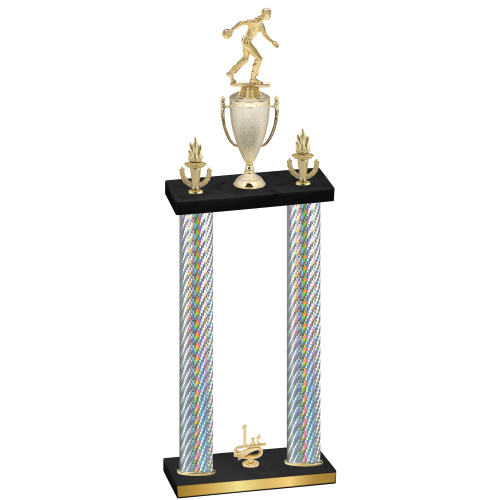 Double Silver Carbon Fiber First Place Bowling Trophy