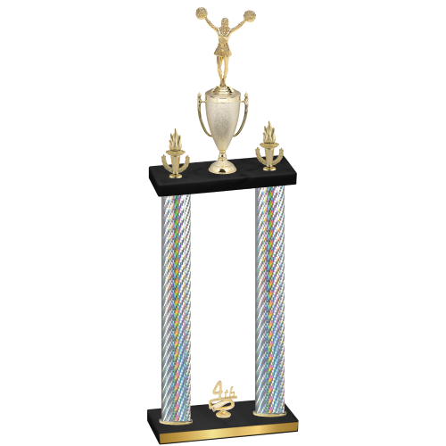 Double Silver Carbon Fiber Fourth Place Cheerleading Trophy