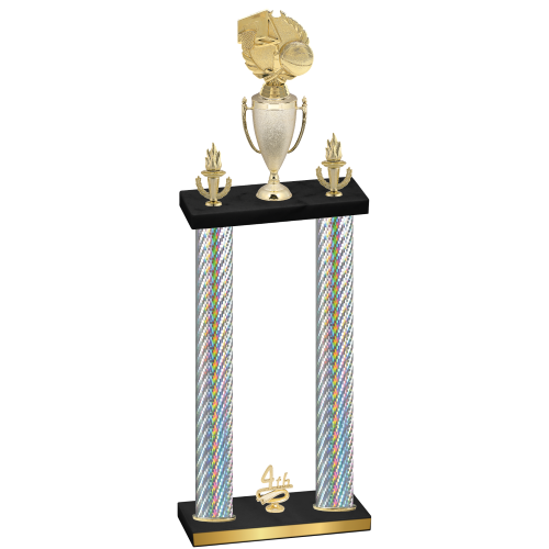 Double Silver Carbon Fiber Fourth Place Basketball Trophy