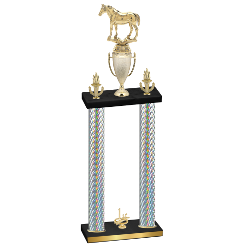 Double Silver Carbon Fiber First Place Horses Trophy