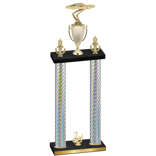 Double Silver Carbon Fiber Second Place Cars Trophy