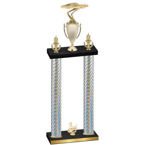 Double Silver Carbon Fiber Third Place Cars Trophy