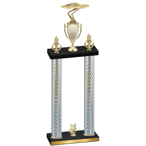 Double Silver Carbon Fiber Year Cars Trophy