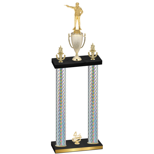 Double Silver Carbon Fiber Fourth Place Shooter Trophy