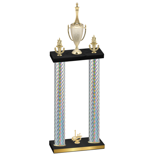 Double Silver Carbon Fiber First Place Chess Trophy