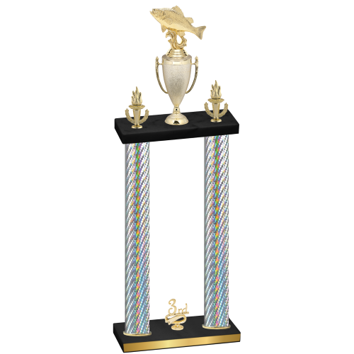 Double Silver Carbon Fiber Third Place Fishing Trophy
