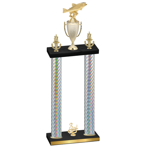 Double Silver Carbon Fiber Third Place Fishing Trophy
