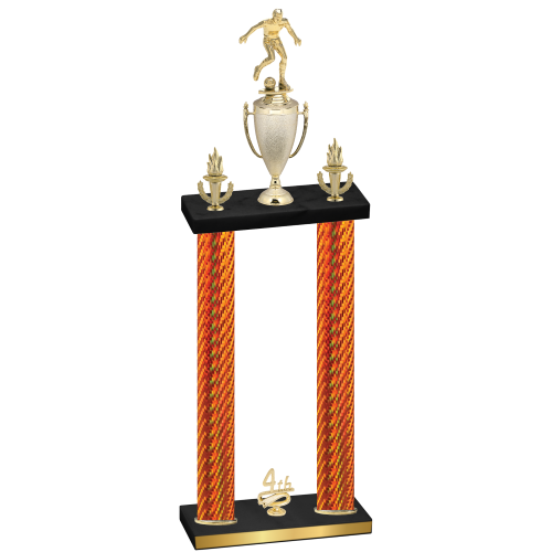 Double Orange Carbon Fiber Fourth Place Soccer Trophy