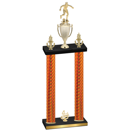 Double Orange Carbon Fiber Fourth Place Soccer Trophy