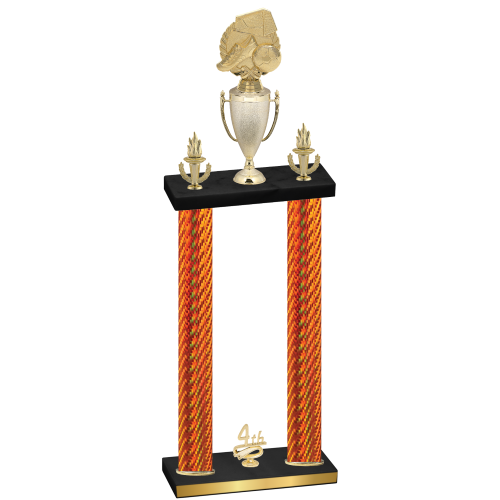 Double Orange Carbon Fiber Fourth Place Soccer Trophy