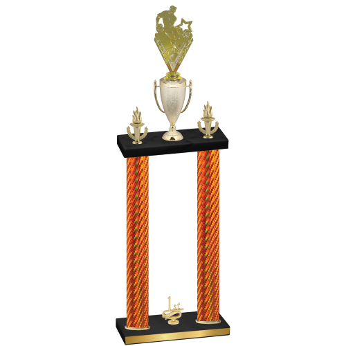 Double Orange Carbon Fiber First Place Rugby Trophy
