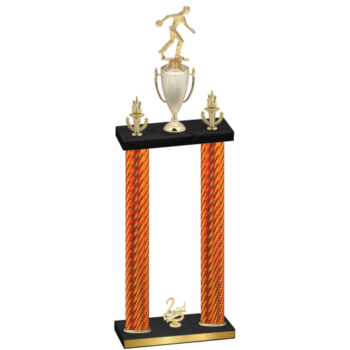 Double Orange Carbon Fiber Second Place Bowling Trophy