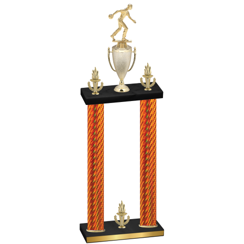 Double Orange Carbon Fiber Victory Bowling Trophy