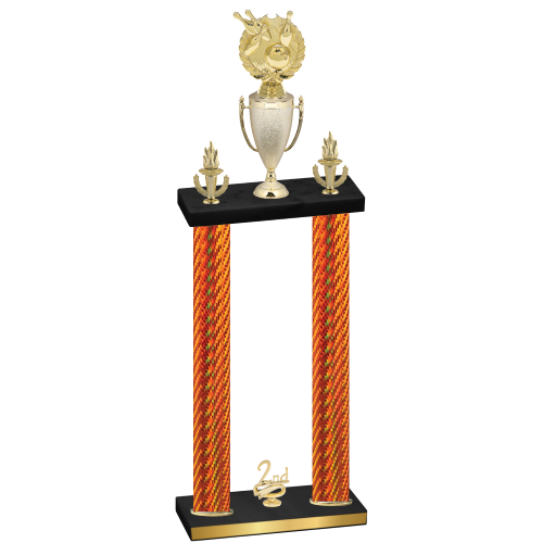 Double Orange Carbon Fiber Second Place Bowling Trophy
