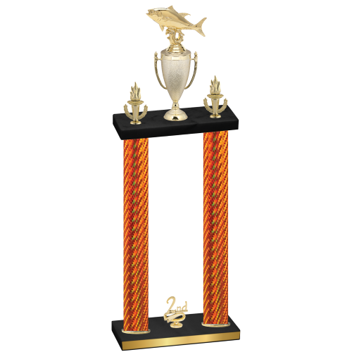Double Orange Carbon Fiber Second Place Fishing Trophy
