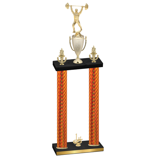 Double Orange Carbon Fiber First Place Weights Trophy