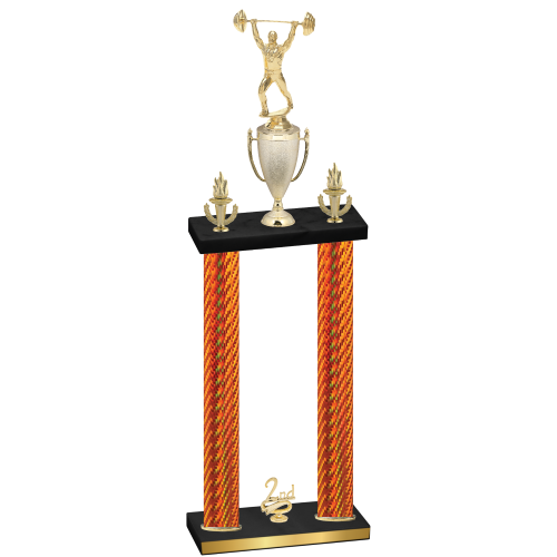 Double Orange Carbon Fiber Second Place Weights Trophy