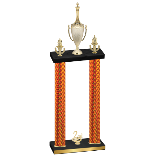 Double Orange Carbon Fiber Second Place Chess Trophy
