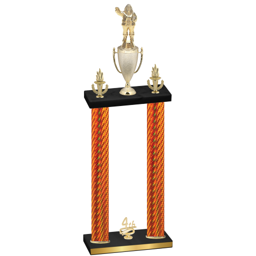 Double Orange Carbon Fiber Fourth Place Holiday Trophy