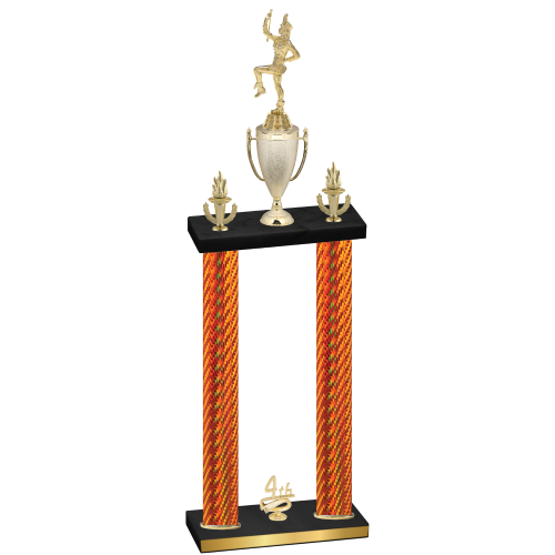 Double Orange Carbon Fiber Fourth Place Majorette Trophy