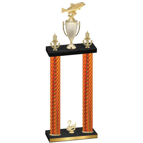 Double Orange Carbon Fiber Second Place Fishing Trophy