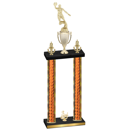 Double Orange Glacier Third Place Basketball Trophy