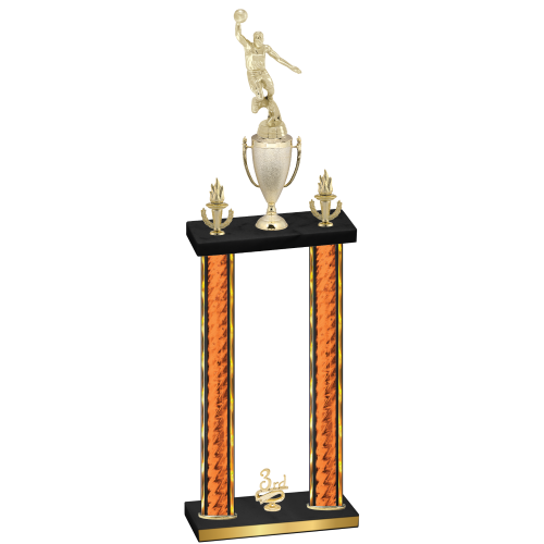 Double Orange Glacier Third Place Basketball Trophy